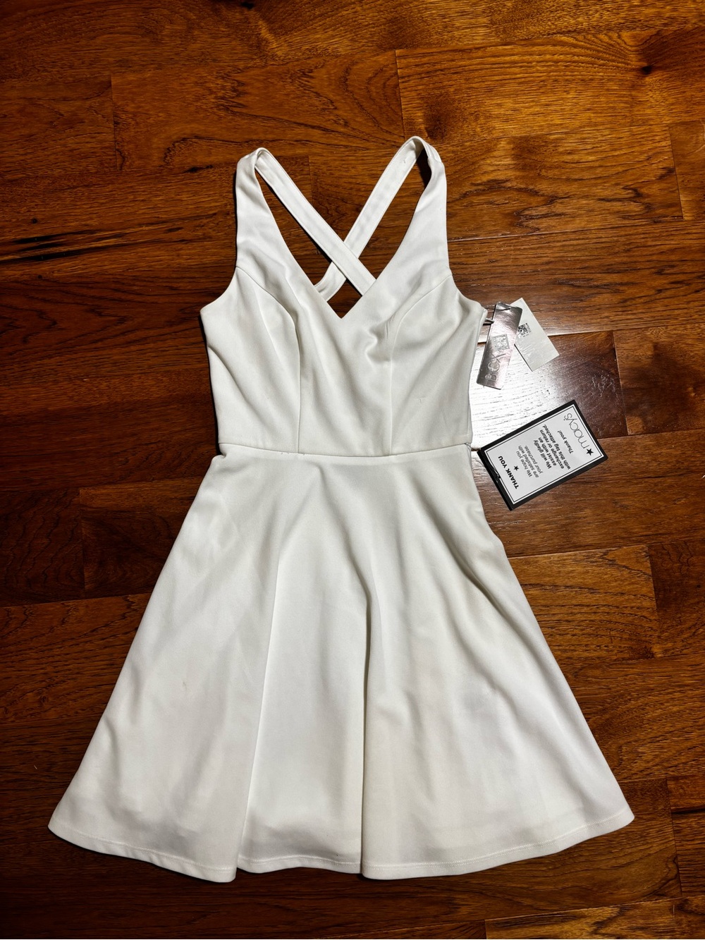 BCX White V-Neck Cross-Back Fit & Flare Mini Dress